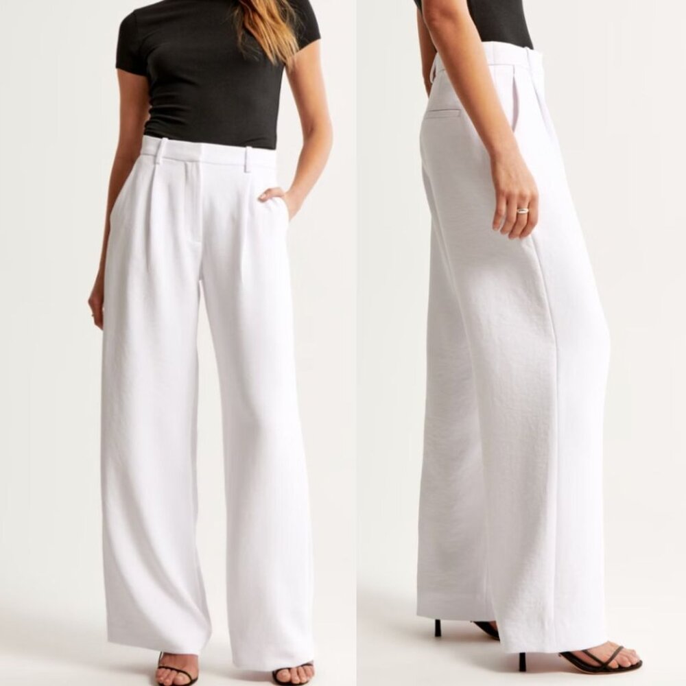 Abercrombie & Fitch White Straight Leg Pants